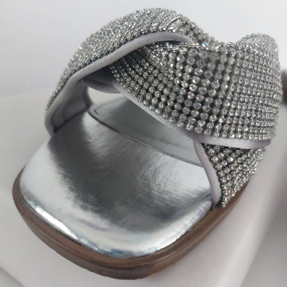 SAM EDELMAN Shiny Silver Sandals Women Sz 9.5 Issie Open Toe Evening Formal EUC - Picture 9 of 15